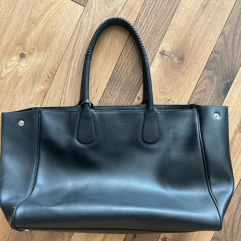 Salvatore Ferragamo Black Leather Tote